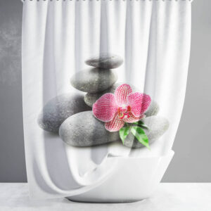 Spa Orchid Pebbles Bathroom Shower Curtain