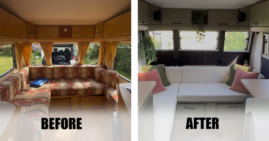 before and after caravan makeover